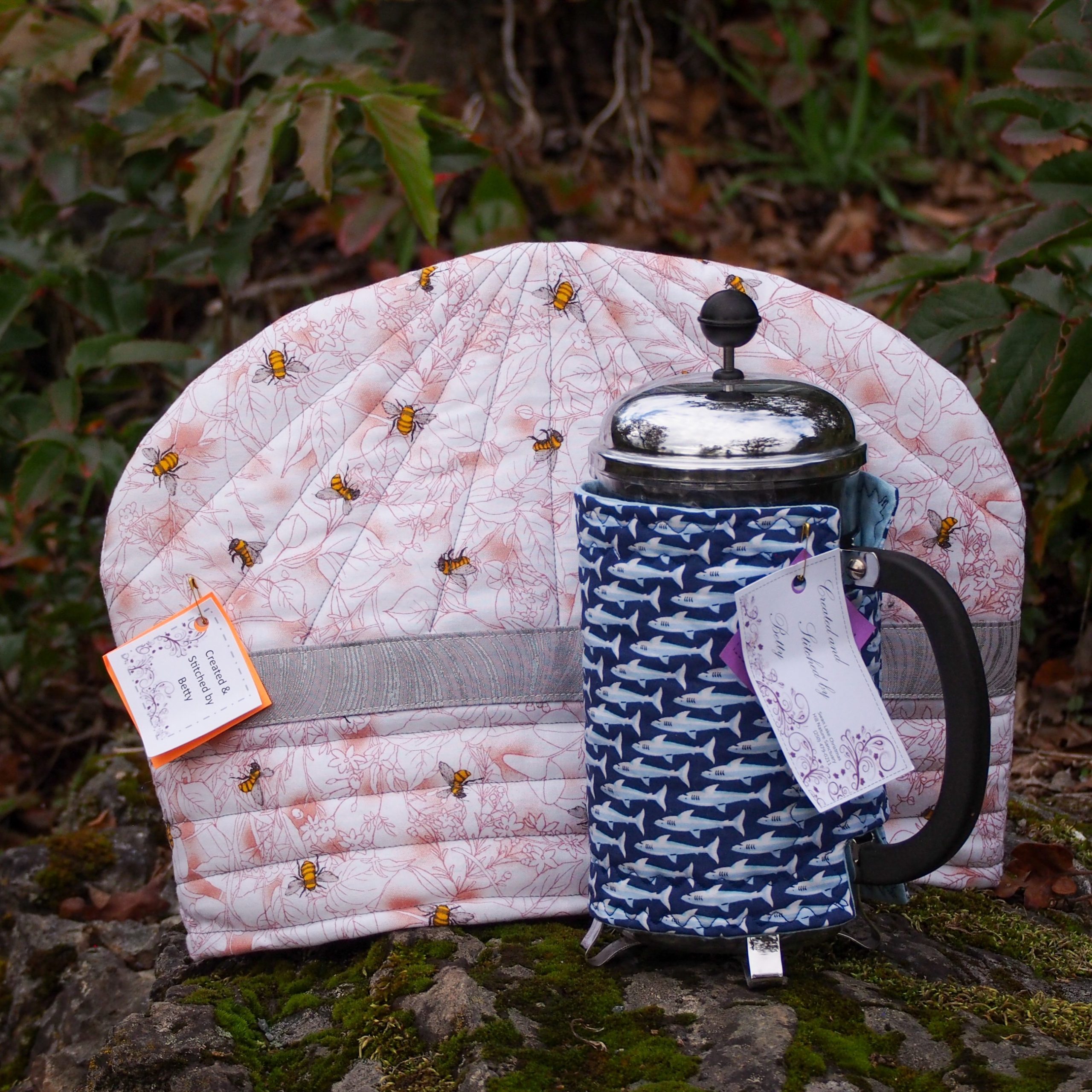 Silver Swans Crafts Silver Swans Tea Cozy and Bodum Cover