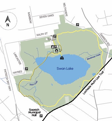 Saanich Municipal Hall Trail Route Recommended trail route to the Nature House from Saanich Municipal Hall